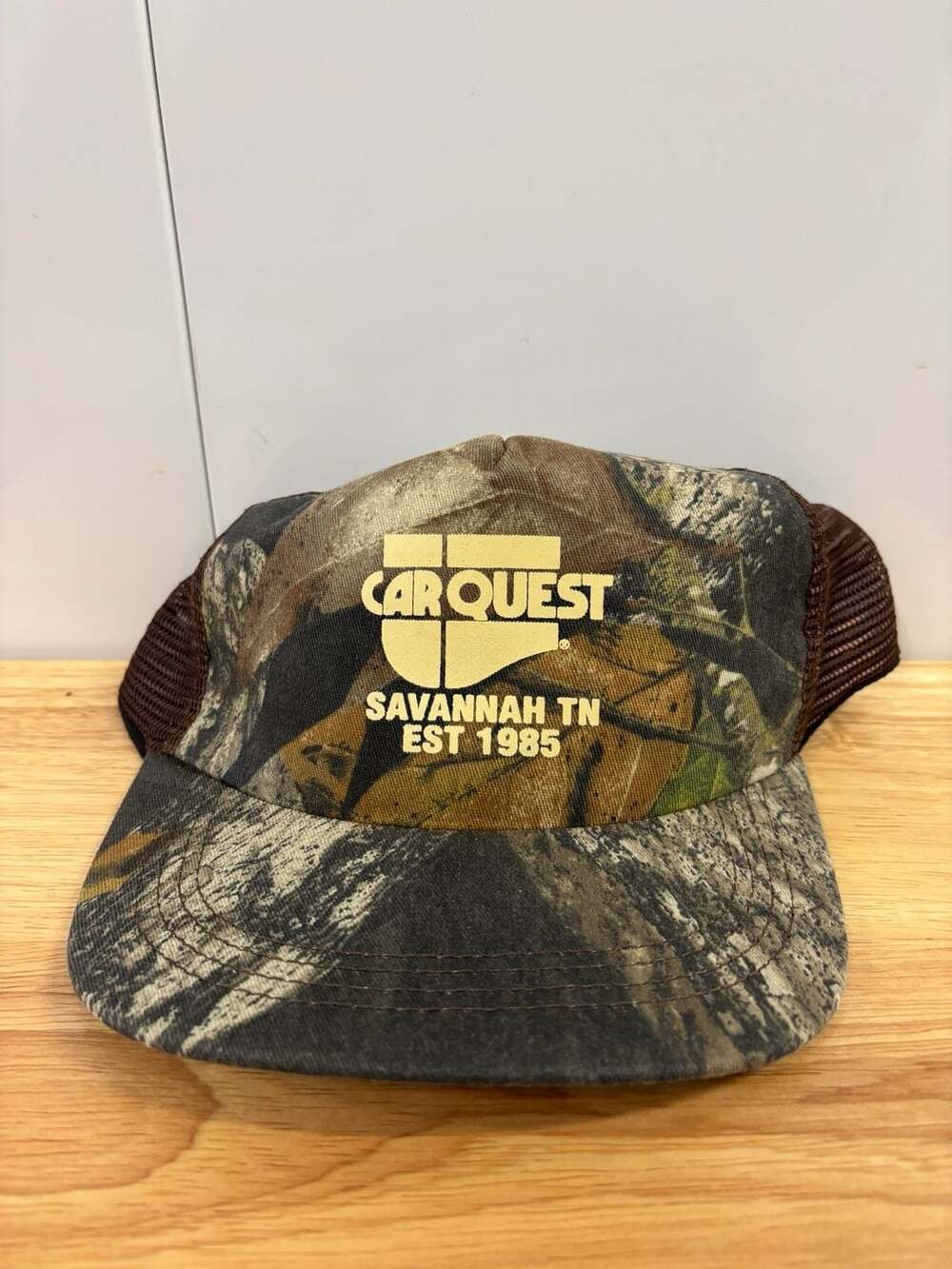Vintage Americap Carquest Savannah TN Est 1985 Camo Trucker Snapback Hat